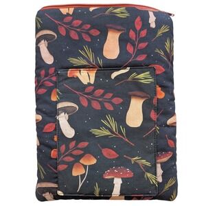 Black Padded Fabric Sleeve Botanical Mushroom Protective Cover E-reader Book
